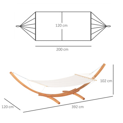 Outsunny Outdoor Garden Hammock with Wooden Stand Swing Hanging Bed for Patio White 