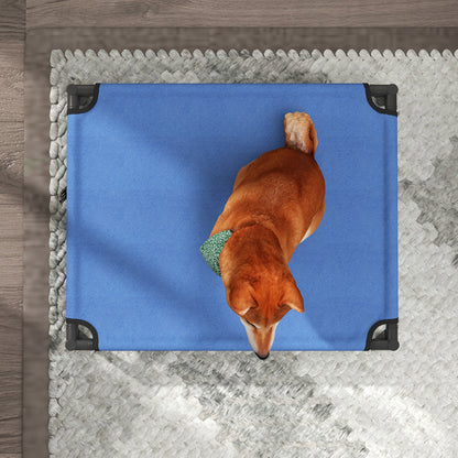 PawHut Raised Dog Bed Cat Elevated Lifted Portable Camping w/ Metal Frame Blue (Medium) 