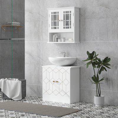 HOMCOM Under Sink Bathroom Cabinet, Under Sink Cabinet with Adjustable Shelf and Open Compartment for Basin with or without Pedestal, 60 x 30 x 60cm, White 