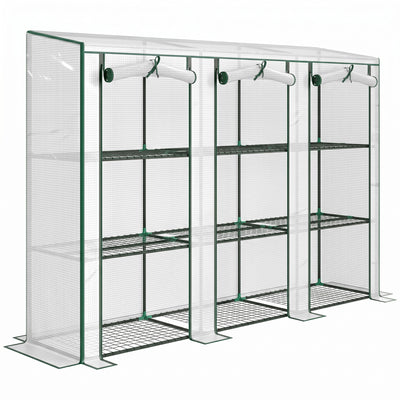 Outsunny 46 x 215 cm Nine-Shelf Greenhouse - White