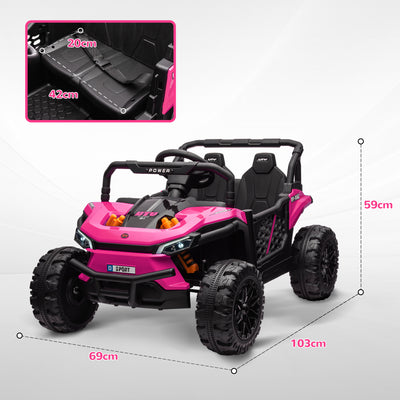 AIYAPLAY 12V Battery Powered Ride on Truck w/ Remote, Four Suspension Wheels, Horn, Lights, Music, USB, for Ages 3-5 Years, Pink 