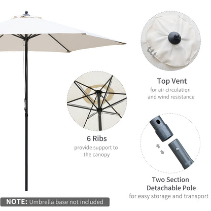 Outsunny 2.8m Garden Parasol Umbrella, Round Outdoor Market Table Umbrella Sun Shade Canopy, Off-White 