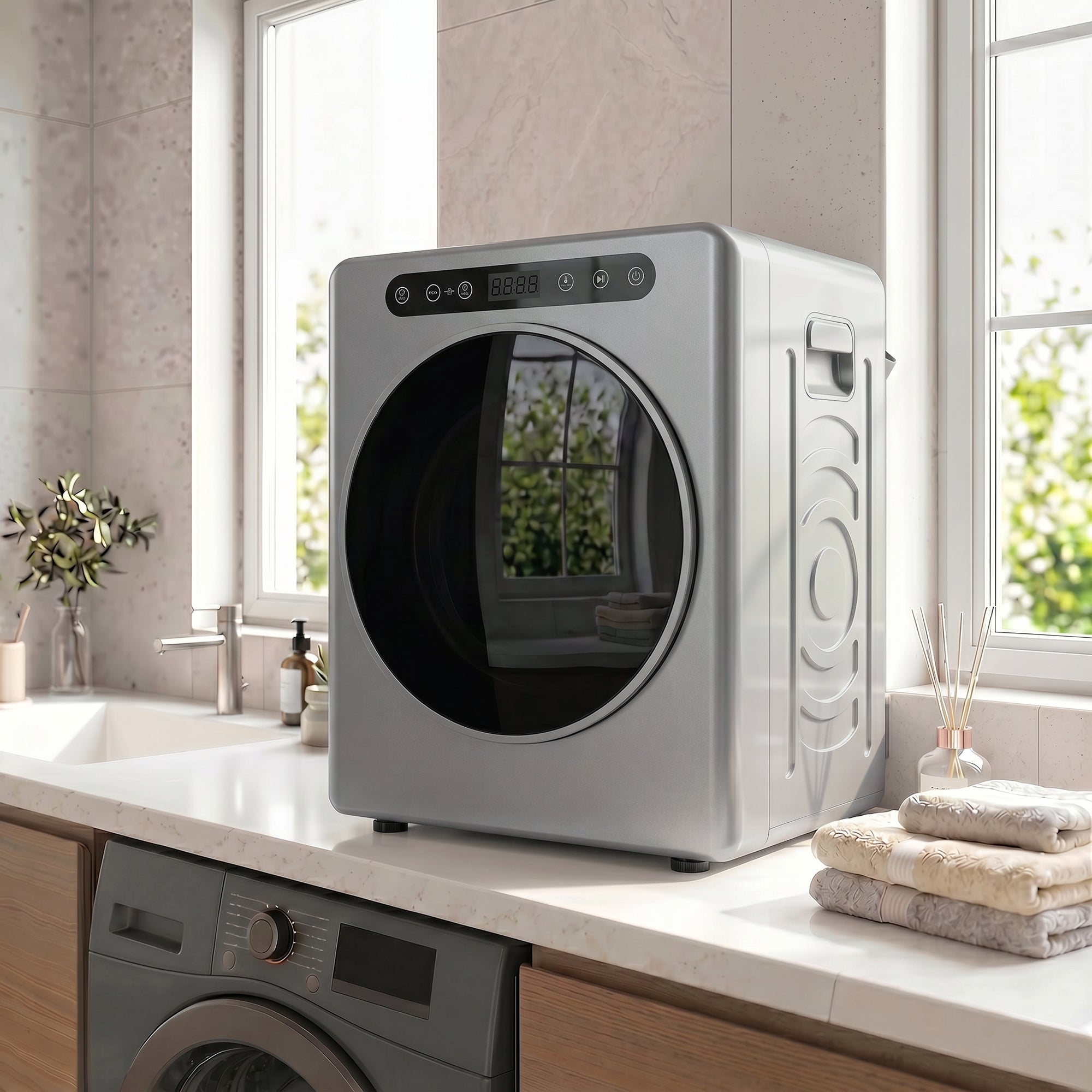 HOMCOM 5 kg Compact 40-60℃ Tumble Dryer - Silver Tone
