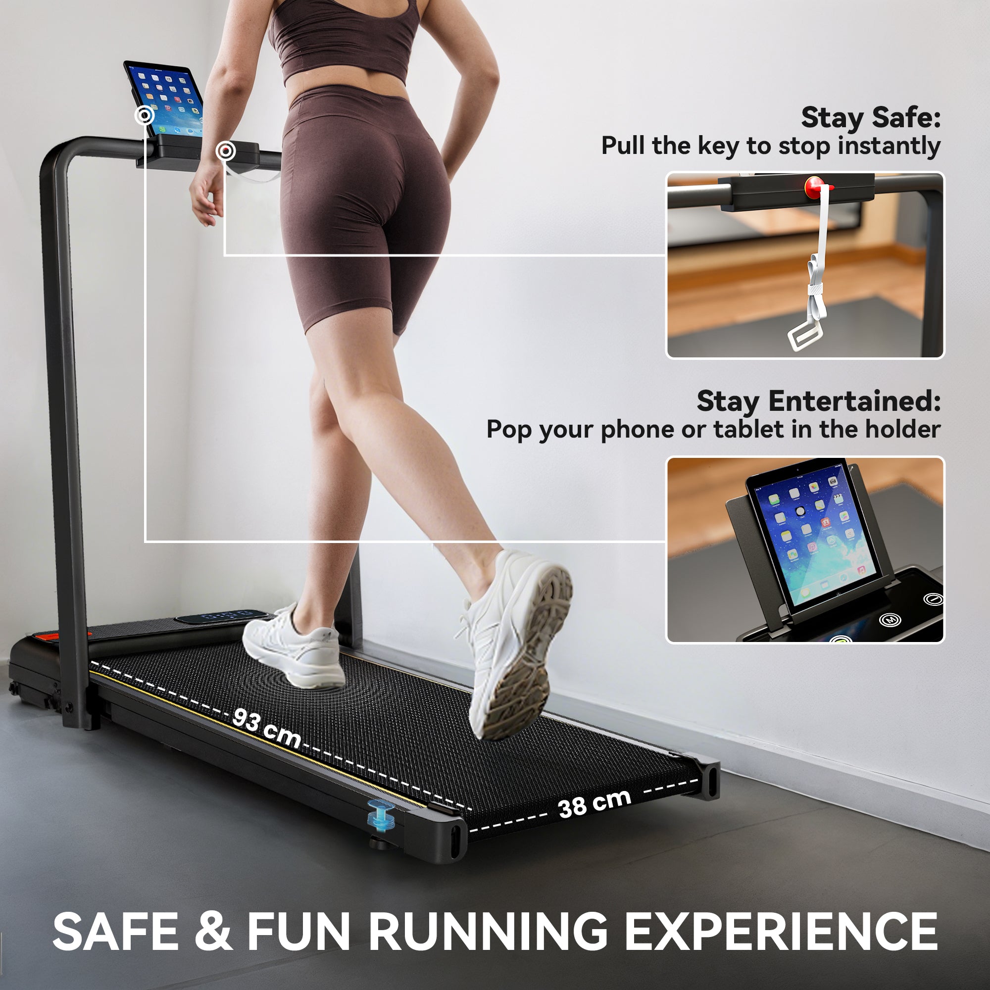 SPORTNOW Folding Treadmill Walking Pad, 2HP Portable Under Desk Treadmill with Handle, Running Jogging Walking Machine 