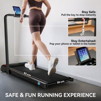 SPORTNOW Folding Treadmill Walking Pad, 2HP Portable Under Desk Treadmill with Handle, Running Jogging Walking Machine 