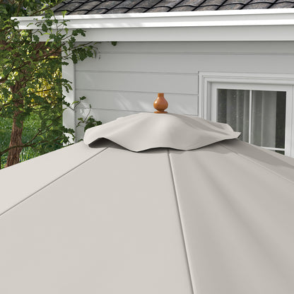Outsunny 3.3(m) Garden Parasol Umbrella, Outdoor Sun Shade Canopy with 8 Bamboo Ribs, Ruffles and Wood Pole, Grey
