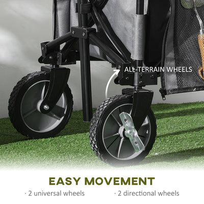 Outsunny Garden Trolley, Cargo Traile on Wheels, Folding Collapsible Camping Trolley, Outdoor Utility Wagon, Dark Grey 