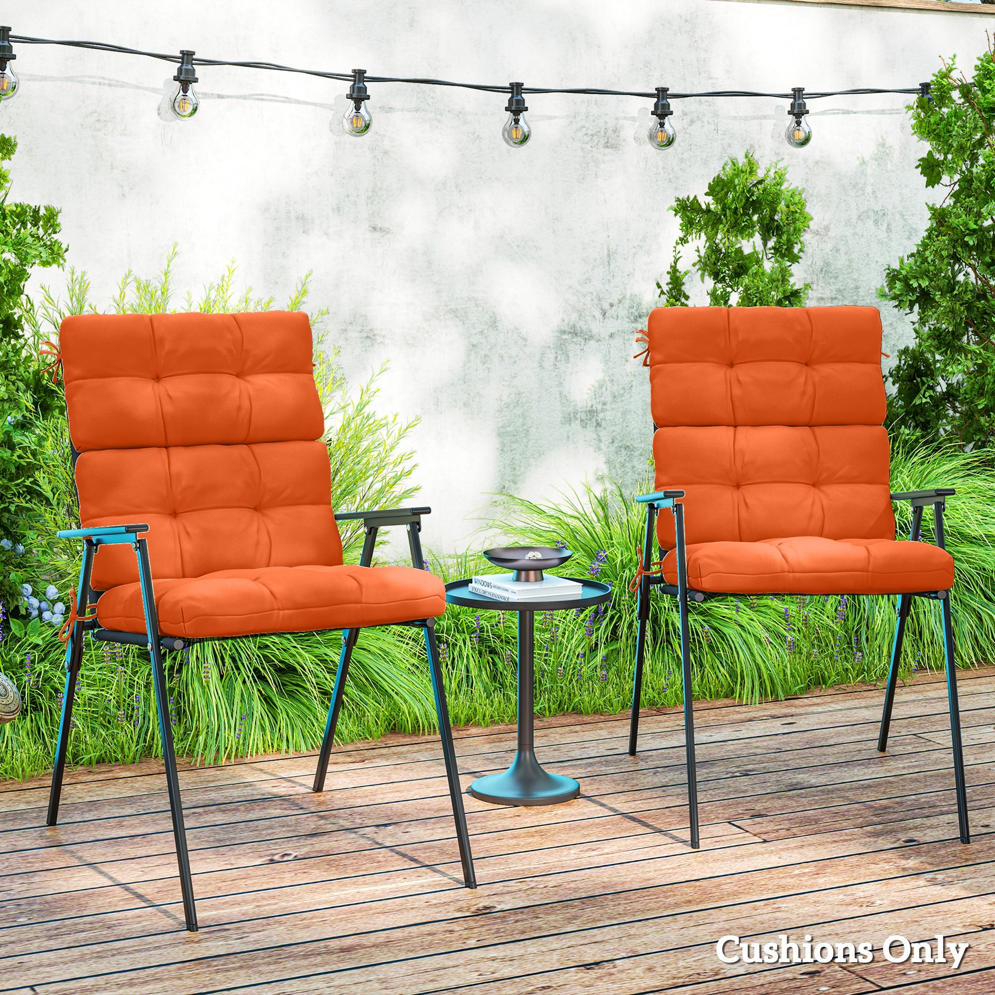 Outsunny Set of Two Padded Outdoor Seat Cushions - Orange 