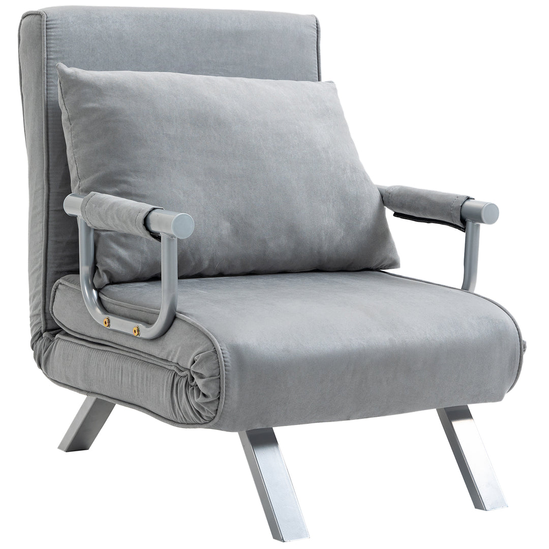 HOMCOM Suedette Adjustable Back Futon Sofa Chair - Grey 