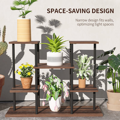 Outsunny Four-Tier Wooden Shelf Plant Stand 