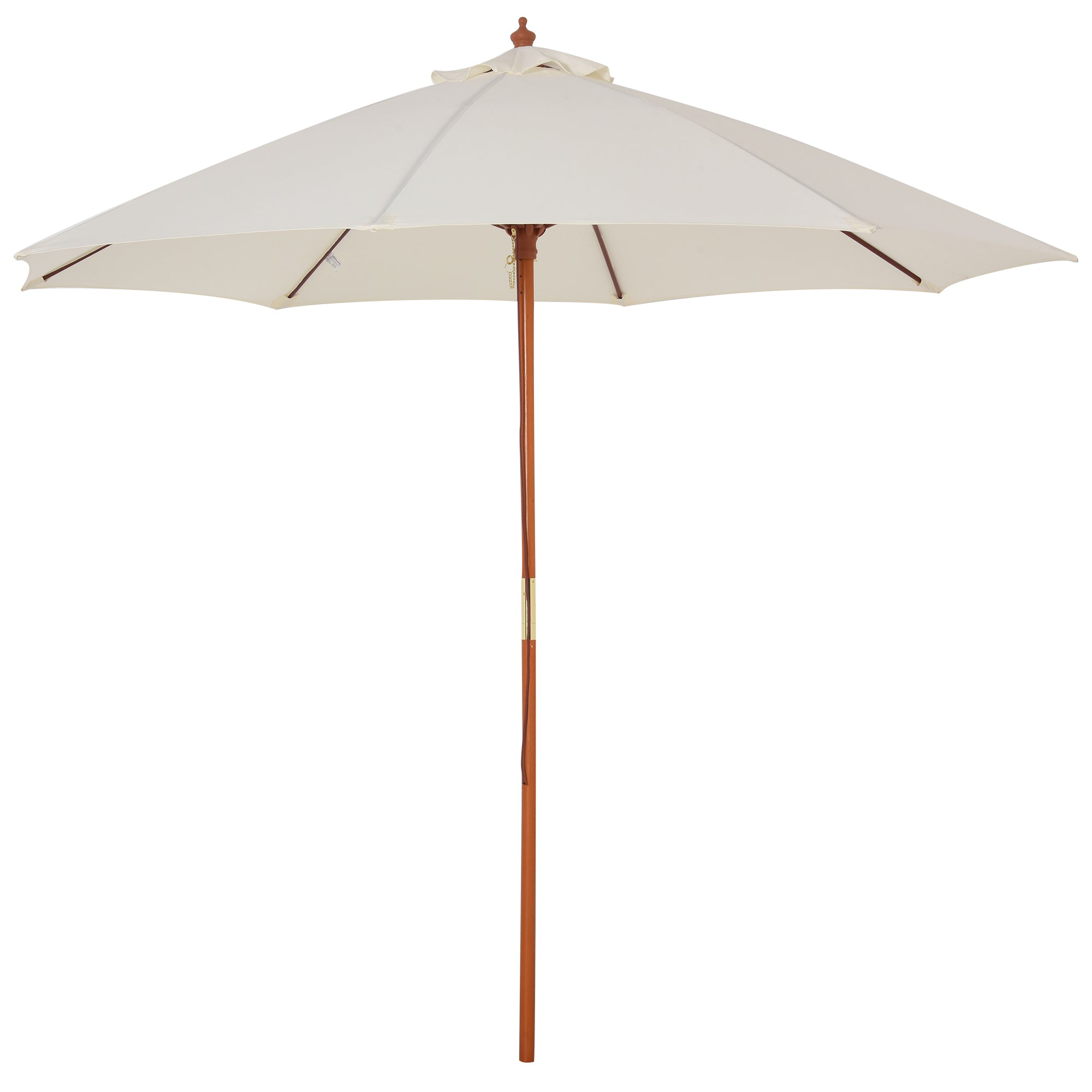 Outsunny 2.5m Garden Parasol Umbrella, Outdoor Market Table Umbrella with Wooden Pole & 8 Fibre Glass Ribs, Round Sun Shade Canopy, Off-White 