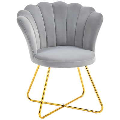 HOMCOM Velvet-Feel Lotus Petal Accent Chair - Grey 