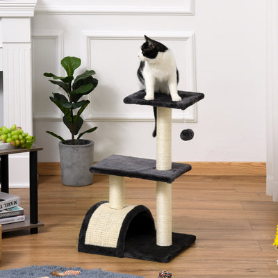 PawHut 72cm Cat Tree with Scratching Post, Pad for Indoor Cats - Black 