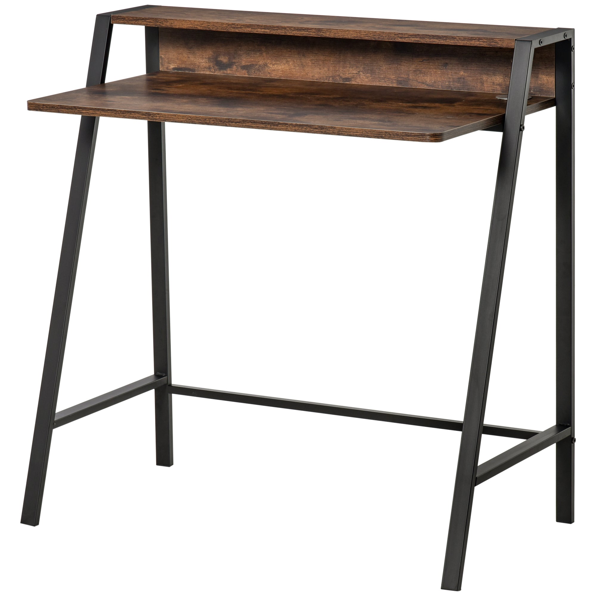 HOMCOM Writing Desk Computer Table Home Office PC Laptop Workstation Storage Shelf 84L x 45W cm Rustic Brown 