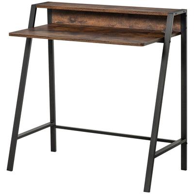 HOMCOM Writing Desk Computer Table Home Office PC Laptop Workstation Storage Shelf 84L x 45W cm Rustic Brown 