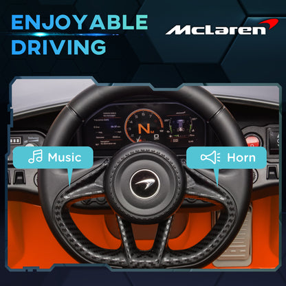 AIYAPLAY McLaren 765LT Licensed 12V Kids Electric Ride on Car with Butterfly Doors, Remote Control, Transport Wheels, Orange 