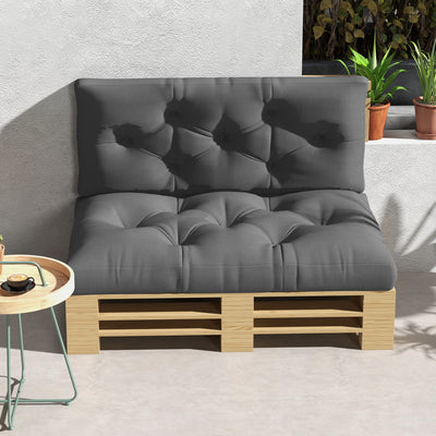 Outsunny 2 Seater Pallet Seat Cushions Back Pillows Replacement, Patio Chair Cushions Set for Indoor Outdoor, Charcoal Grey 