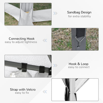 Outsunny 3.2m Pop Up Gazebo Hexagonal Canopy Tent Outdoor Sun Protection with Mesh Sidewalls, Handy Bag, Light Grey