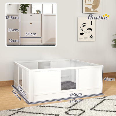 PawHut Whelping Box for Dogs with Whelping Pad, Adjustable Entrance, Non-slip Foot Pads, for Large Dogs, 124 x 120cm 