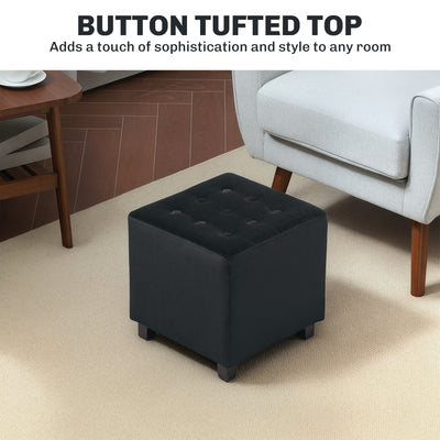 HOMCOM Velvet-Feel Square Ottoman - Grey 