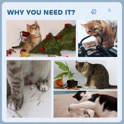 PawHut 2 in1 Cat Scratching Board with Catnip for Indoor Cats, 26.5 x 57 x 26.5cm, Blue 