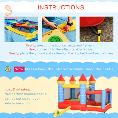 Outsunny Kids Bounce Castle Inflatable Trampoline Slide Pool Basket for Kids Age 3-10, 3 x 2.75 x 2.1m 