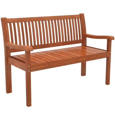 Outsunny Garden Bench 2 Seater, Wooden Outdoor Bench with Waterproof Cover, Garden Seat with Ergonomic Backrest 