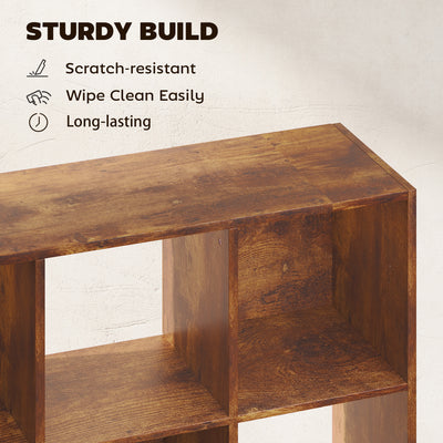 HOMCOM 3-tier 9 Cubes Storage Unit Particle Board Cupboard Bookcase Organiser Home Office Shelves, Rustic Brown 