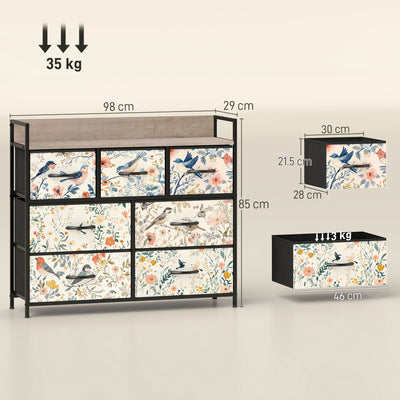 HOMCOM 7-Drawer Chest of Drawers - White 