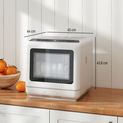HOMCOM 6L Five-Mode Tabletop Dishwasher - White 