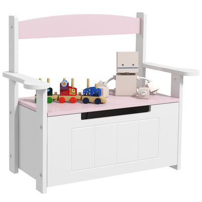 AIYAPLAY 2-in-1 Toy Box for Kids with Lid for Bedroom, Nursery, Playroom, Pink 
