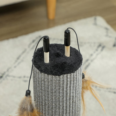 PawHut 78cm 2-in-1 Cat Scratching Post with 3 Toy Feathers, Black 