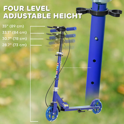 AIYAPLAY Scooter for Kids Ages 3-8 with Adjustable Handle, 2 Light up Wheels, Handbrake & Rear Brake for Girls and Boys, Blue 