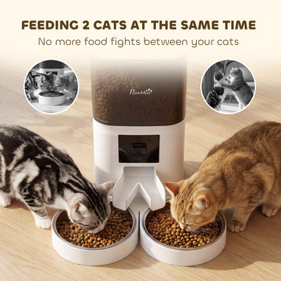 PawHut Automatic Cat Feeder for 2 Cats with HD Camera，2.4G & 5G WiFi Pet Food Dispenser 6L APP Control 