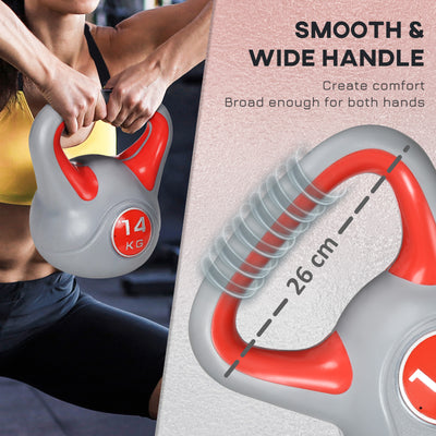 SPORTNOW Kettlebell, 14kg Kettle Bells with Handle for Home Gym Weight Lifting and Strength Training, Red and Grey 