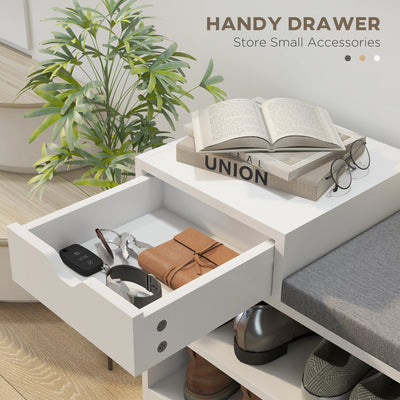 HOMCOM Multi-Compartment Shoe Bench, with Seat - White 