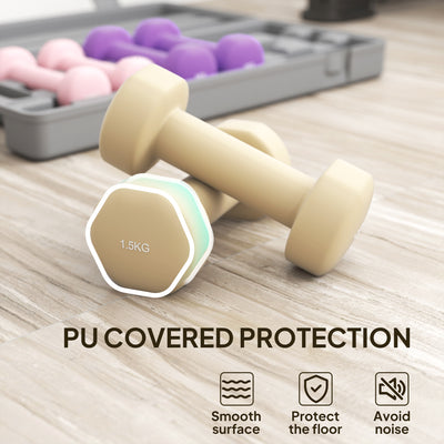 HOMCOM 6Kg Dumbbell Set, Fitness Weight Set for Men and Women, Home Gym Workout, Pink, Purple, Brown 