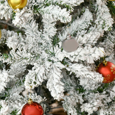 HOMCOM 6 Ft Snow Flocked Artificial Christmas Tree Xmas Pine Tree with Realistic Branches, Auto Open and Steel Base, Green 