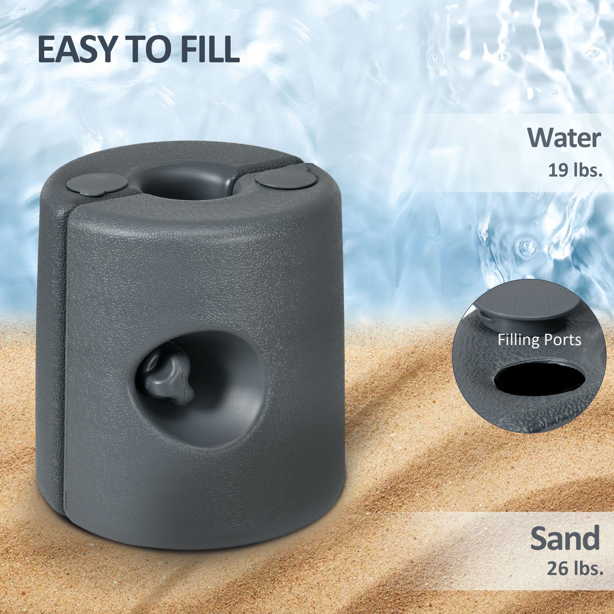 Outsunny HDPE Tent Weights Set of 4, Canopy Weights, Fill with Water or Sand, 48KG 
