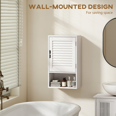 HOMCOM Bathroom Cabinet, Wall Mounted Storage Cabinet with Adjustable Shelves, 40 x 20 x 60 cm, White 