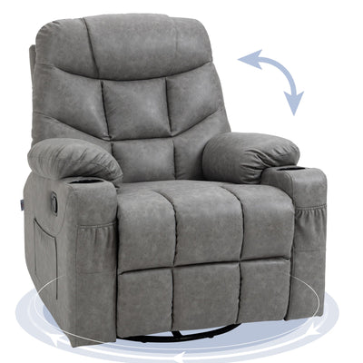 HOMCOM Thick Padded Faux Leather Recliner Armchair - Light Grey 