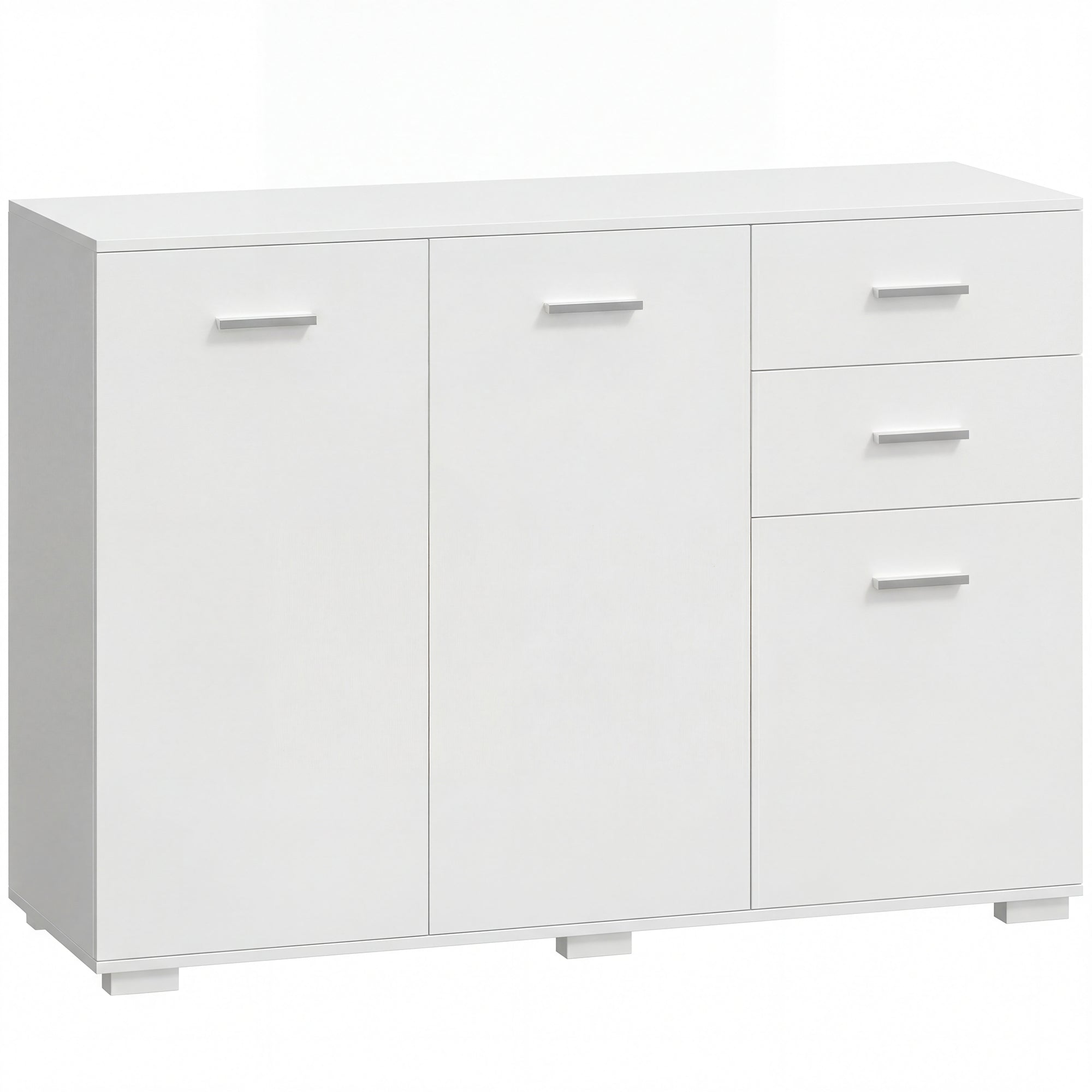HOMCOM Sideboard, Modern Storage Cabinet with 2 Drawers, 3 Doors and Adjustable Shelves, White 