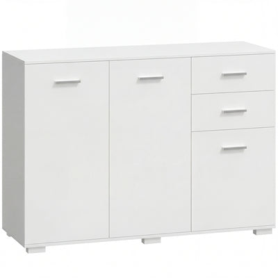 HOMCOM Sideboard, Modern Storage Cabinet with 2 Drawers, 3 Doors and Adjustable Shelves, White 