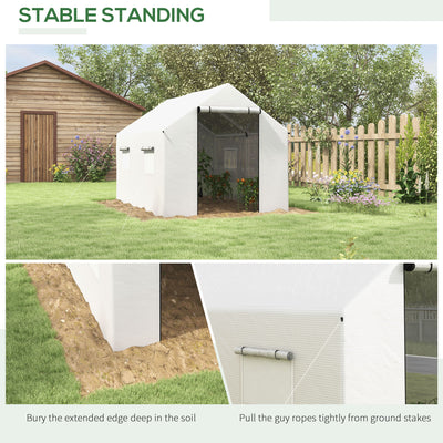 Outsunny Polyethylene Walk-in Polytunnel Greenhouse, 2 x 3(m), White 