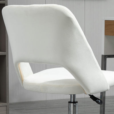 Vinsetto Armless Velvet-Feel Office Chair - Cream White 