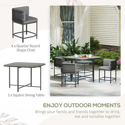 Outsunny 4-Seater Rattan Cube Garden Furniture Set with Cushions - Charcoal Grey 