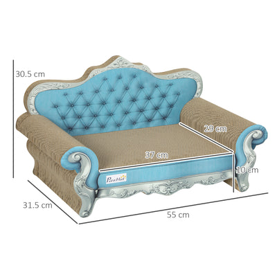 PawHut 2 in 1 Cat Scratcher with Catnip for Indoor Cats, 30.5 x 55 x 31.5cm, Light Blue 