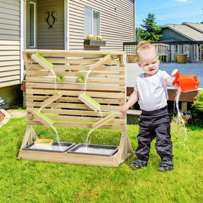 Outsunny Outdoor Kids Running Water and Sand Playset, with 18 Accessories 