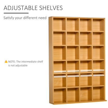 HOMCOM CD Storage Unit with Adjustable Shelves, 89 x 130.5 cm, Beech Wood Finish 