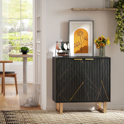 HOMCOM Elegant Storage Sideboard - Black/Gold-Tone 